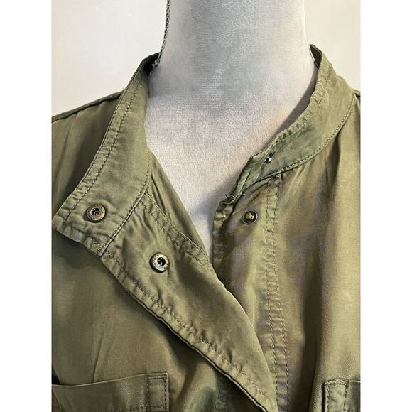 Social Standard 100% Tencel Round Neck Snap Button Shacket Utility Drawstring M - Picture 2 of 8